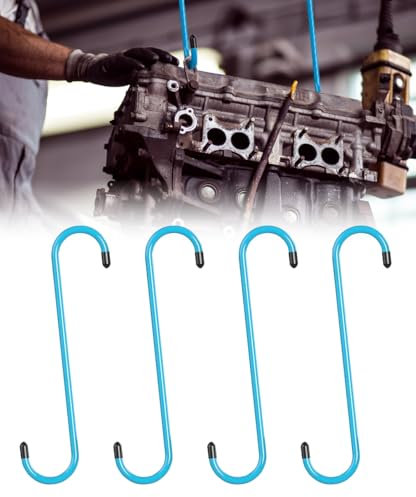 Flaconi 4PCS Car Caliper Hanger,Brake Caliper Hangers,S Shaped Brake Caliper Hanger Hooks with Rubber Tips,Brake Caliper Hooks,Car Tool,Fit for Automotive Work on Brake Axle (Blue)