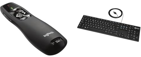 Logitech R400 Wireless Presentation & Amazon Basics Low-Profile Wired USB Keyboard