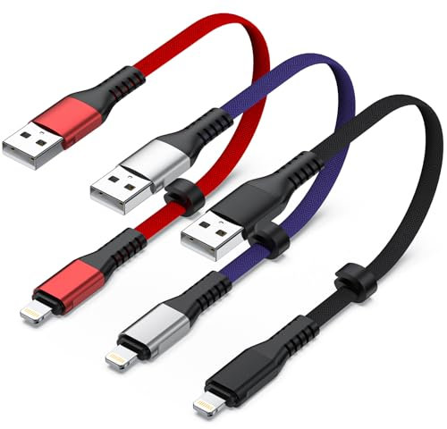 Short iPhone Charger Cable 1ft [Apple MFi Certified], 3Pack USB A to Lightning Cable for Car, 12 Inch Fast Charging Lightning Cord Compatible iPhone 14/13/12/11 Pro Max/iPad/AirPods