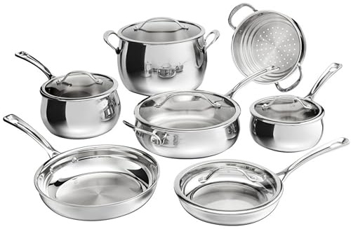 Cuisinart PureClad™ - Juego de utensilios de cocina de acero inoxidable de triple capa de 12 piezas, PCT-12