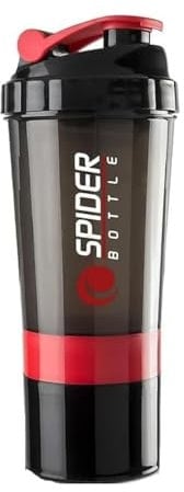 Active 100 Protein Shaker Bottle 500ml With Extra Compartment - Gym Shaker Bottle For Men & Women, Perfect For Protein Shakes & Supplements (Red)