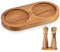 Salt and Pepper Tray, Beech Salt and Pepper Mill Holder (Inner Dia 2.5 Inch) Wood Condiment Grinder Tray for Home Dining Kitchen Mills, Shakers Storage Holder