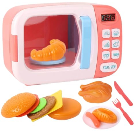 Microondas Infantil, De Cocina para Bebés Y Niños Pequeños con Sonido Y Luz - Microondas con Temporizador Realista para Juego De rol para Niños, Niñas Y Bebé De Preescolar En Hogar,