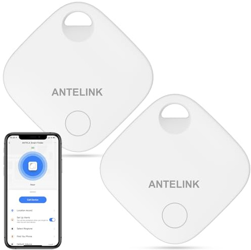 ANTELINK Smart Tracker Tag, Tracker GPS inteligente, compatible con iOS, App Tuya gratuita, para llaves, equipaje, maletas, batería reemplazable, 2 unidades