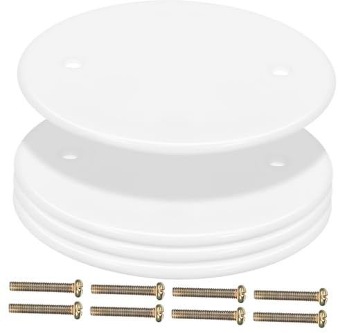 Blanc Plaque Cache Ronde Électrique, en Pp, Lot de 4 | Boîtes Électriques et Trous de Plafond, Style Plat Circulaire, Usage Intérieur Maison