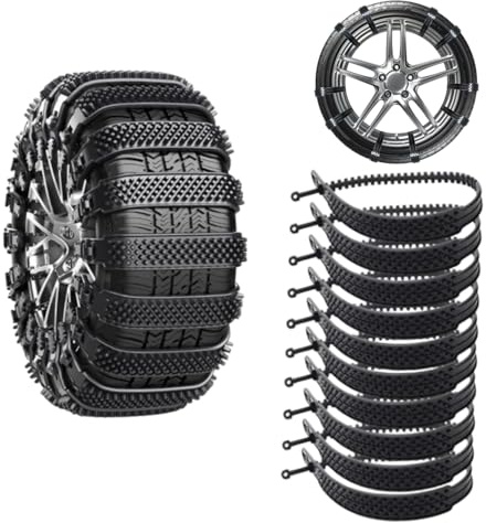 10 PCS Anti Snow Chains,Portable Snow Tire Chain for Sedans,Pickup Trucks & SUV - Emergency Snow Plastic Non-Slip Cable Tie - Snow Mud Chains for Winter Driving & Muddy Road (Black)