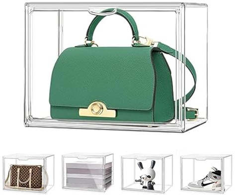 MADEHAY Transparente Acryl Boxen Staubdichte Aufbewahrung Vitrine Schaukasten für Handbag Figur und Modellautos (1, 36x22x27cm)
