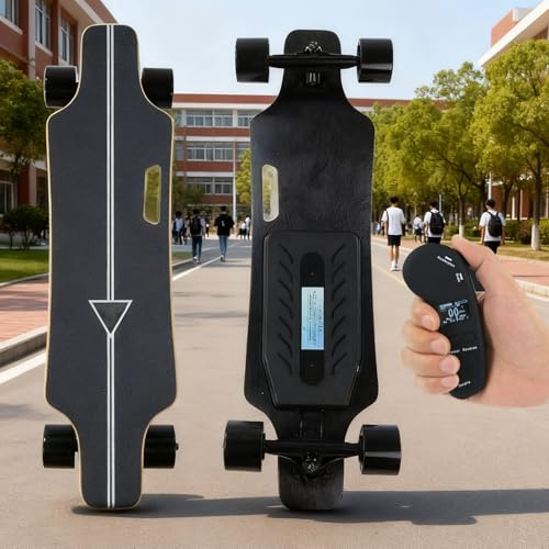 Giuggiolared Longboard Eléctrico con Doble Propulsión y Tabla Skate para Adultos, con Control Remoto, Autonomía 16-30 km, Velocidad 35 km/h – Opción Skateboard Electrico Urbano A-16km
