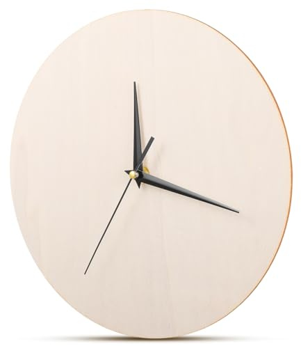 VALICLUD Runde Holzwanduhr Blanko Unbehandeltes Zifferblatt Zum Bemalen DIY-Uhrrohling Aus Holz Für Wanddeko Wohnzimmmer Schlafzimmer Und Büro 25.00 X 25.00 X 2.00 cm