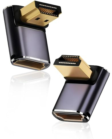 QEAS 2 Stück HDMI Winkelstecker 90 Grad, 8K HDMI 2.1 Winkel 48Gbps mit LED Arbeitsanzeige 8K@60Hz, 270 Grad Dapter Eckadapter Stecker zu Buchse, für HDTV, Projektor, Laptop