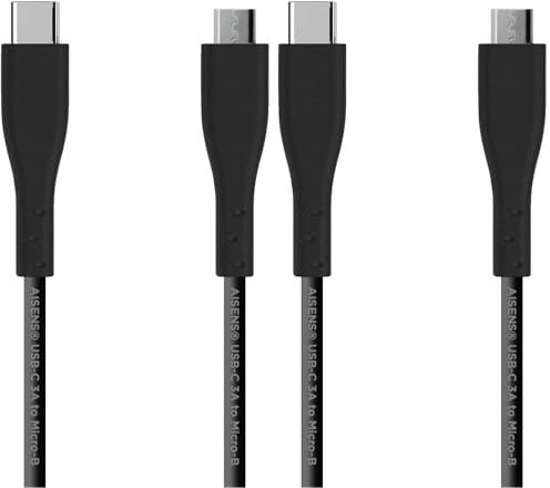 AISENS CABLE USB 2.0 USB-C MACHO A MICRO USB MACHO 3A 1M NEGRO A107-0349 (Paquete de 2)