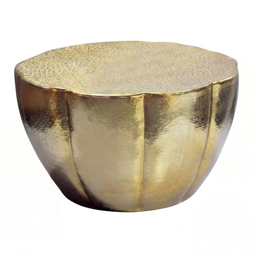Wohnling Couchtisch Aluminium 60cm Blütenform Gold - Runder Wohnzimmertisch - Design Sofatisch - Moderner Loungetisch - Beistelltisch Wohnzimmer Handmade