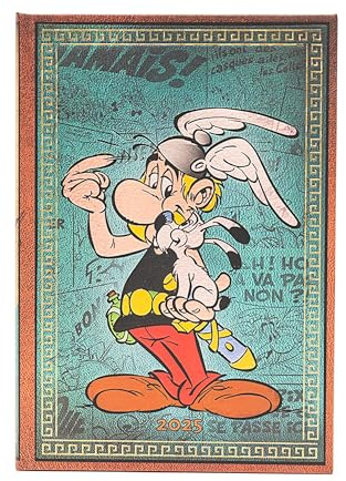 Paperblanks 12-Monatskalender 2025, Asterix der Gallier, Midi, Horizontal, Elastikband-Verschluss