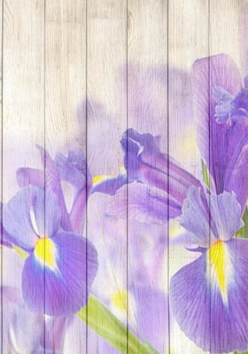Blue Flag Iris on Wood Notebook -- Creative Journal: 7x10, Cream Paper, 5mm Dot Grid, 184 Pages