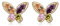 Crystalline Azuria Femme Clous Boucles d'Oreilles Papillon 18ct Plaqué Or Jaune avec Cristaux Multicouleurs en Zircone