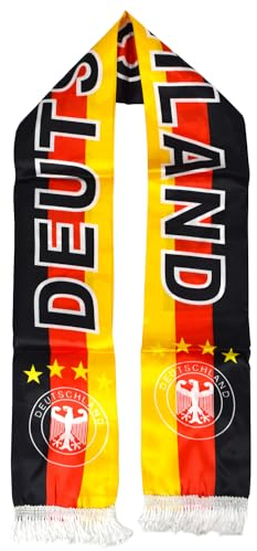 Sonia Originelli Fanartikel leichter Fanschal mit Fransen WM EM Fussball, Farbe: Deutschland 4 Sterne
