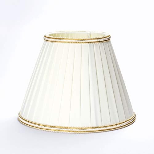 E14 Stoff Schirm D: 185mm LAMPENSCHIRM Kronleuchter creme beige Borte gold Leuchtenschirm
