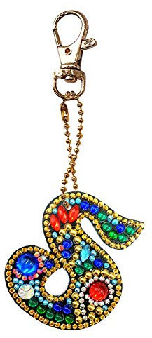 Domybest Porte-Clés Initiales Alphabet DIY Diamand Painting Lettre S Coloré Porte-clés pour Femmes Filles Sac Charmes Pendentif Cadeau
