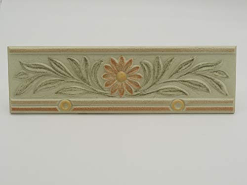 Ceramica Monica Art. 31027 - Piastrella Decoro Greca Listello In Ceramica Per Rivestimento Bagno - Cm 10 x 33 Spessore mm 8 - Confezione 12 Pz