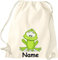 Shirtinstyle Gym Sack Kinder Turnbeutel Tiere Frosch mit Wunschnamen, Beutel Tasche Hort Kita, Farbe Natur