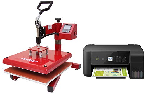 PixMax 38cm x 38cm Transferpresse Schwingpresse Hitzepresse Textilpresse T-Shirtpresse Sublimation inkl. Inkjet Drucker Sublimationspapier