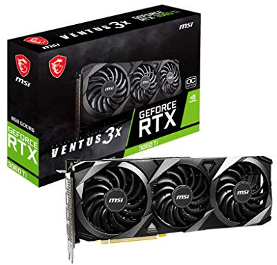 MSI Gaming GeForce RTX 3060 Ti 8GB GDRR6 256-Bit HDMI/DP 1695 MHz Ampere Architecture OC Graphics Card (RTX 3060 Ti Ventus 3X OC)