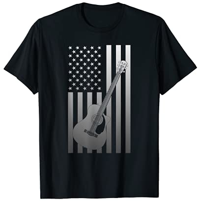 Amerika Flagge Rock Musik Gitarrist Akustik Gitarre T-Shirt
