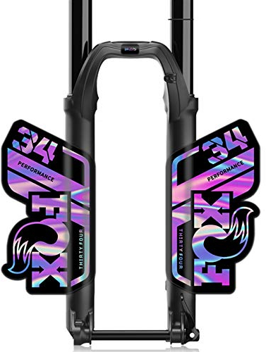 BINGYUAN Fahrrad Gabel Aufkleber f-o-x 34 vordere Gabel Aufkleber Mountainbike vorne Gabel Aufkleber Fahrrad Farbe wechseln Aufkleber wasserdicht (Color : Laser Color)