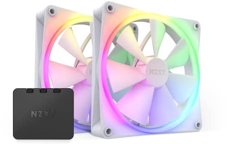 NZXT F140 RGB Fans - RF-R14DF-W1 - Erweiterte Anpassung der RGB-Beleuchtung – Flüsterleise Kühlung – Twin (RGB-Lüfter und Controller INKLUSIVE) -140mm-Lüfter – Weiß