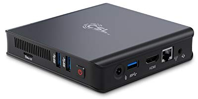 Mini PC CSL Narrow Box Ultra HD Compact v5 Windows 10 Pro lüfterlos, Intel Celeron N5100 4x2800MHz, 128 GB eMMC + 512 GB M.2 SSD, 4 GB DDR4-RAM, Intel UHD Grafik, Dual WLAN, HDMI 2, USB 3.1, BT 4.2