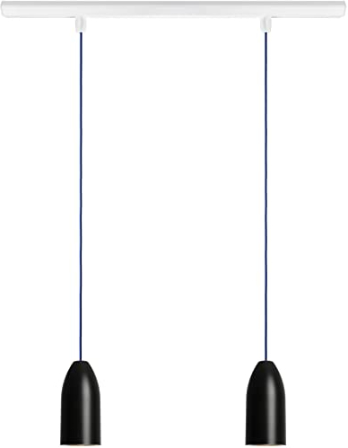 Buchenbusch urban design Esstischlampe zwei Leuchten schwarz (33 Kabelfarben) Küche Tisch Küchenblock Kochinsel inkl. LED GU10 sparsam Textilkabel hängend edel black edition