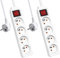 EXTRASTAR Multiprise avec Interrupteur, Bloc Multiprise 4 Prises 16A Blanc, Multiprise Electrique rallonge multiprises H05VV-F,3G1.0mm2, 1.5M - Lot de 2