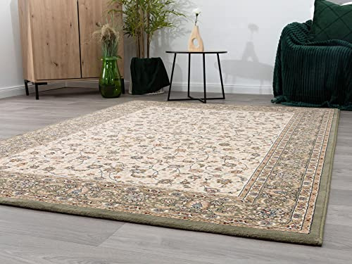 Steffensmeier Wohnzimmerteppich Classical Quality | Wohnzimmer | Beste Qualität | Orientalisch | Floral Grün, Größe: 80x150 cm