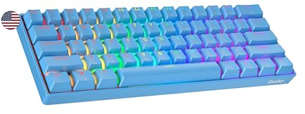 Geeky GK61 SE 60% | Mechanische Gaming-Tastatur | 61 Tasten Multi Color RGB LED Hintergrundbeleuchtung für PC/Mac Gamer| ANSI US Amerikanisches Layout (Blau, Mechanical Brown)