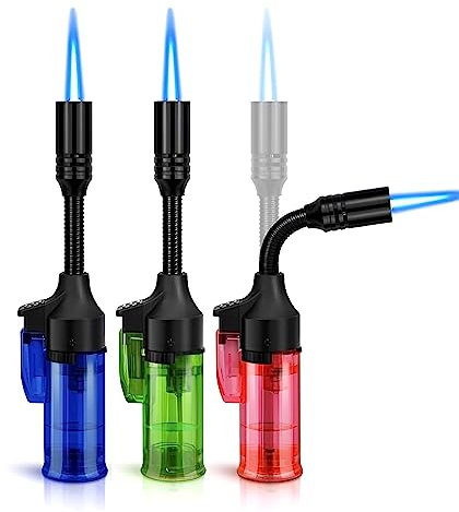 JJ 3x MultiPack Torch Jet Lighter, 360° Rotatable, Mini Jet Flame Gas Lighters for Candle, Stove, Fireplace, Camping BBQ (Gas not Included)
