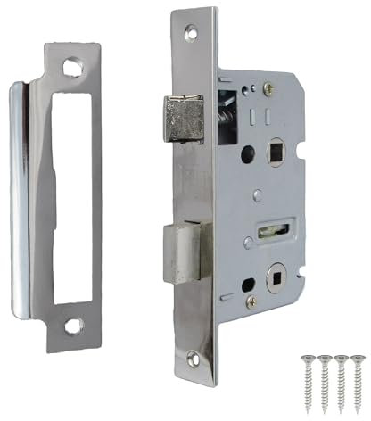 Mortice Lock Sashlock Bathroom Locks 2.5 Bolt Through Reversable Bath Door (Nickel Plate, 64mm (2.5 Inch))