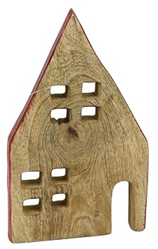 Kopschitz Weihnachtsdeko Holzhaus, Rand Emaille rot H 200 mm, 1 Stück