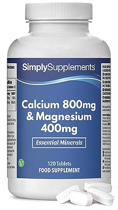 Calcium 800mg & Magnesium 400mg High Potency Formula | Vegan & Vegetarian Friendly | Support for Bone Health and Muscle Function | 120 Tablets = 2 Months’ Supply | Manufactured in The UK