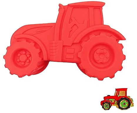 thirei Voiture Moule Silicone, Tracteur Forme de Camion Moule, Peut être Utilisé pour les Gâteaux, les Pains, les Desserts, Rouge