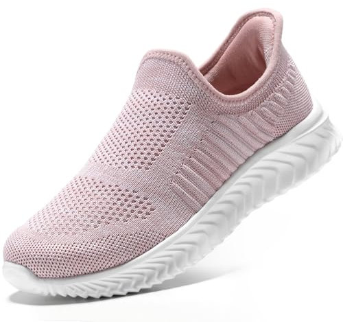 STQ Turnschuhe Damen Slip on Schuhe Sneaker Bequem Atmungsaktive Soft Memory Foam Pink 38 EU