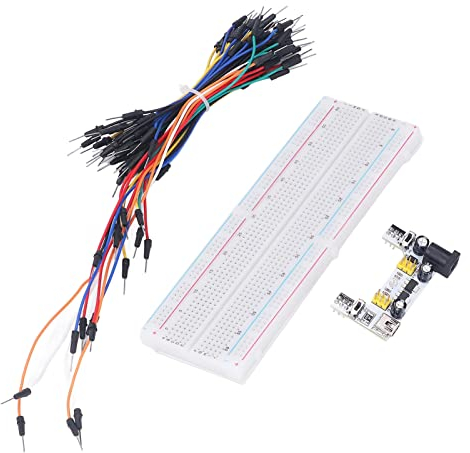 Beginners Breadboard Kit Breadboard Kit, Electric Breadboard Kit Electric Breadboard Kit with Power Supply Jumper Cables 12V White 830 Tie Points