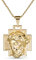 Bling Jewelry Unisex Personalisierte Religiöse Metallkreuz Medaillon Gesicht Von Jesus Christus Kopf Halskette Anhänger Gelbgold Plattiert Für Männer Jugendliche Anpassbar
