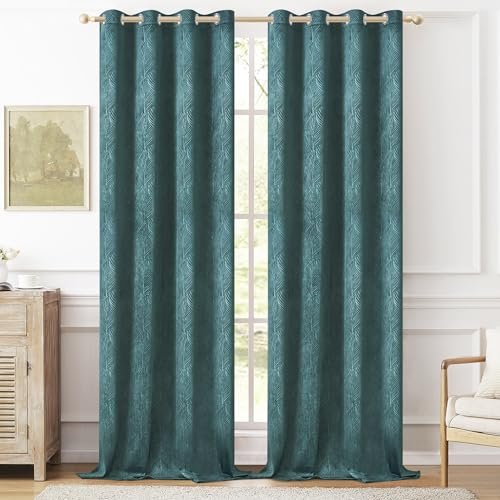 WOLTU Samtvorhang Gardinen mit Ösen Vorhang Blickdicht 135x225 cm, 2er Set Verdunklungsvorhänge Samt Thermovorhang Kälteschutz Winter, Velvet Samt Curtains für Deko Schlafzimmer Wohnzimmer, Dunkelgrün