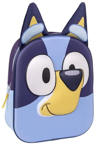 Mochila Escolar Infantil de Bluey - Color Azul - 25x31x10 cm - Fabricada en Poliéster y EVA - Mochila Pequeña con Cierre de Cremallera y Asas Regulab