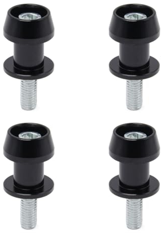 Rebanky 4 Stück Motorrad Schwinge Aluminium Schwingenschutz Schwinge Sliders Spulen M8 Racingadapter Ständeraufnahme Motorrad Prismabuchsen(Schwarz)
