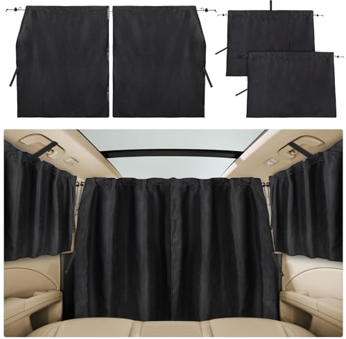 ZATOOTO Cortinas Divisorias Coche Juego de 3, Parasol Coche Lateral, Cortinas Camper, Parasol Ventanas Traseras Coche, Cortina para Viajes, Camping, Siesta, Dormir, Grande, 180 x 110 cm