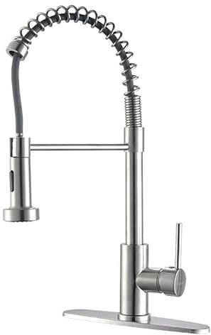 WAWJN Robinet de cuisine en acier inoxydable extensible pour robinet de douche de cuisine mitigeur monobloc avec rotation à 360° et tête de pulvérisation polyvalente pour réservoir d'eau