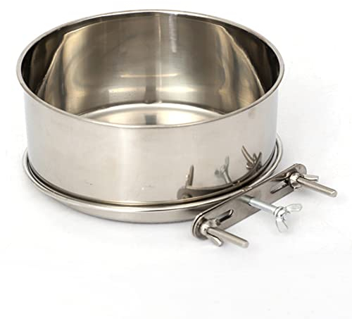 KAYSENSUK Hanging Pet Bowl Sturdy Durable Stainless, Steel Dog Bowls with Three Bolt Holder, Hanging Bowl Water Bowl Food Feeder, Cage Hanging Food Bowl Suitable for Pet Dogs Parrots