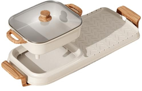 Hotpot Grill Combo Electric - Teppanyaki Grill - Korean BBQ Grill - 2 In 1 Hot Pot With Divider - Large Size Indoor BBQ Detachable