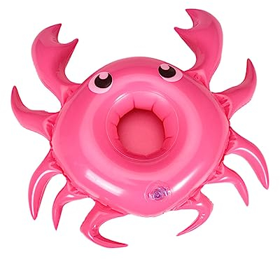 KOMBIUDA Porte-gobelet Gonflable en Crabe pour Piscine 3 Pièces Rose Support Flottant pour Boissons pour Fêtes D'été Accessoires De Piscine